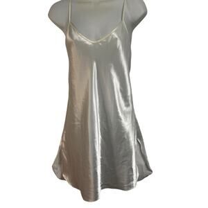 Vintage Ivory Satin Slip Dress | Large | Silky Satin | Spaghetti Straps | Cream